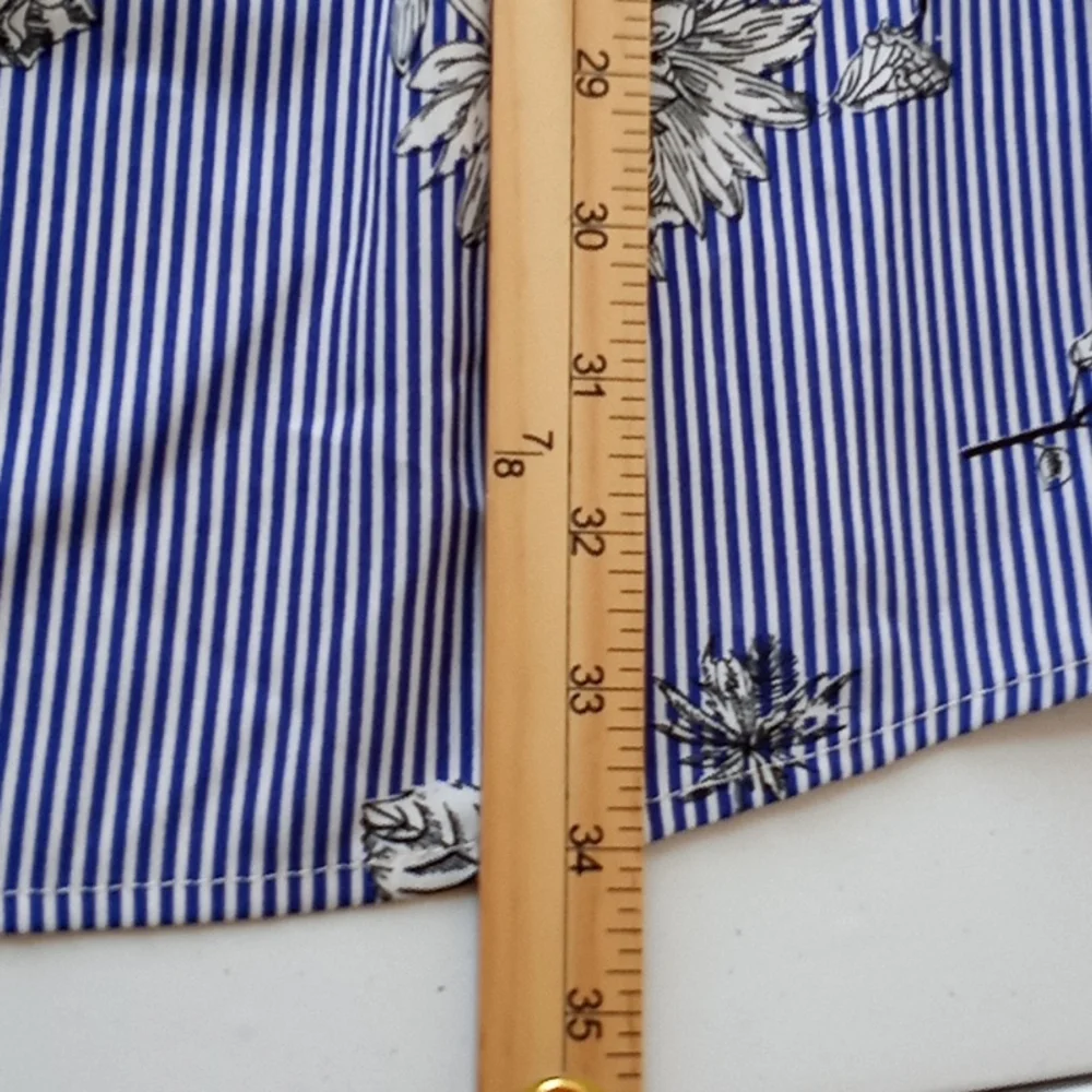 A Hint of Blush Blue White Floral Stripe Mini Dress Size M - Picture 13 of 14